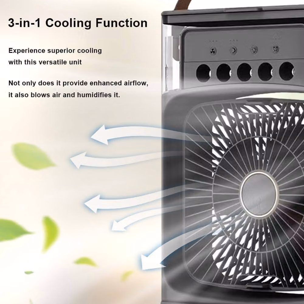 Rolipo 4-in-1 Portable Air Cooler and Mist Desk Fan with Aroma Diffuser, Black – 4