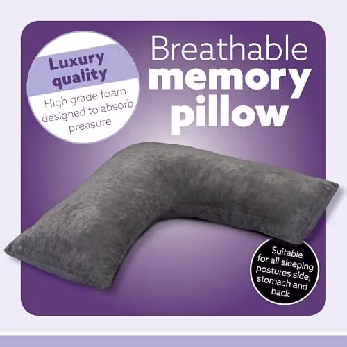 Aamira Grey Memory Foam Wedge Pillow with Adjustable Height and Removable Velvet Cover – 4