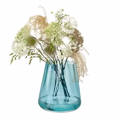 LSA International Lagoon Glass Vase and Lantern in Sea Green, Height: 18.5 cm