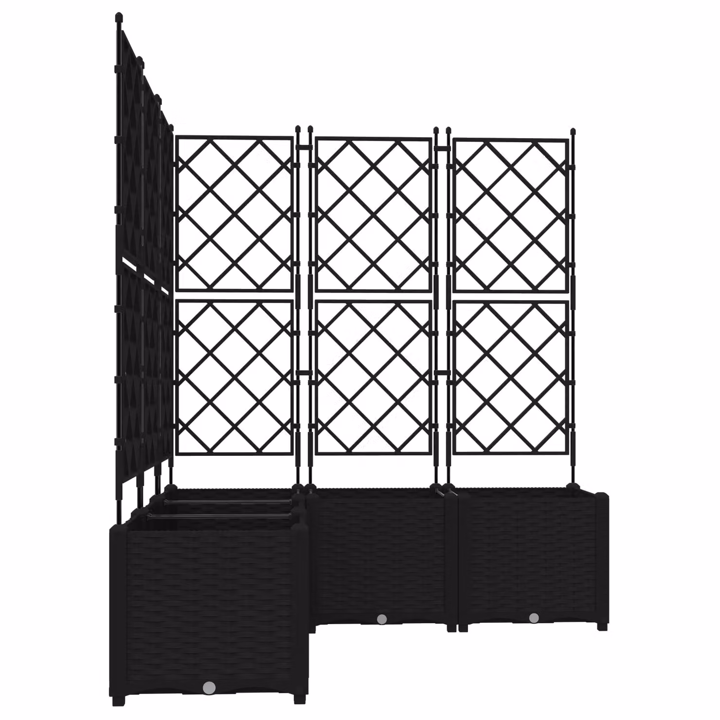 Berkfield Home Garden Planter with Trellis, 5 Pieces, Black, W/D/H: 120 x 120 x 143 cm – 4
