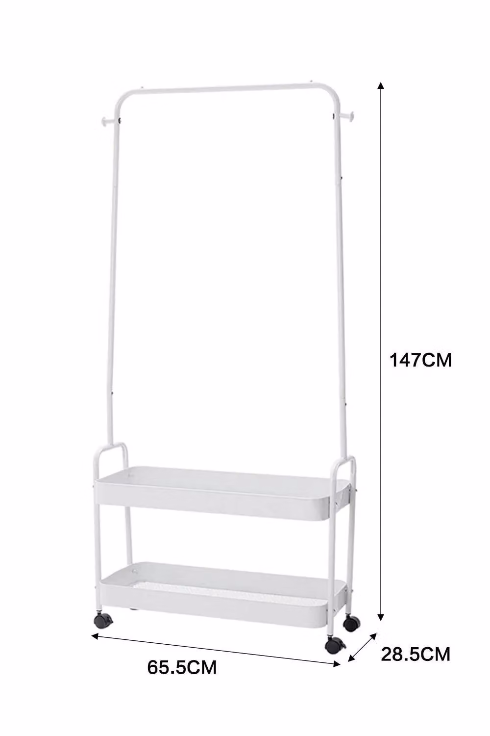 H&O Direct Modern Glossy White Metal Rolling Clothes Rail – 2