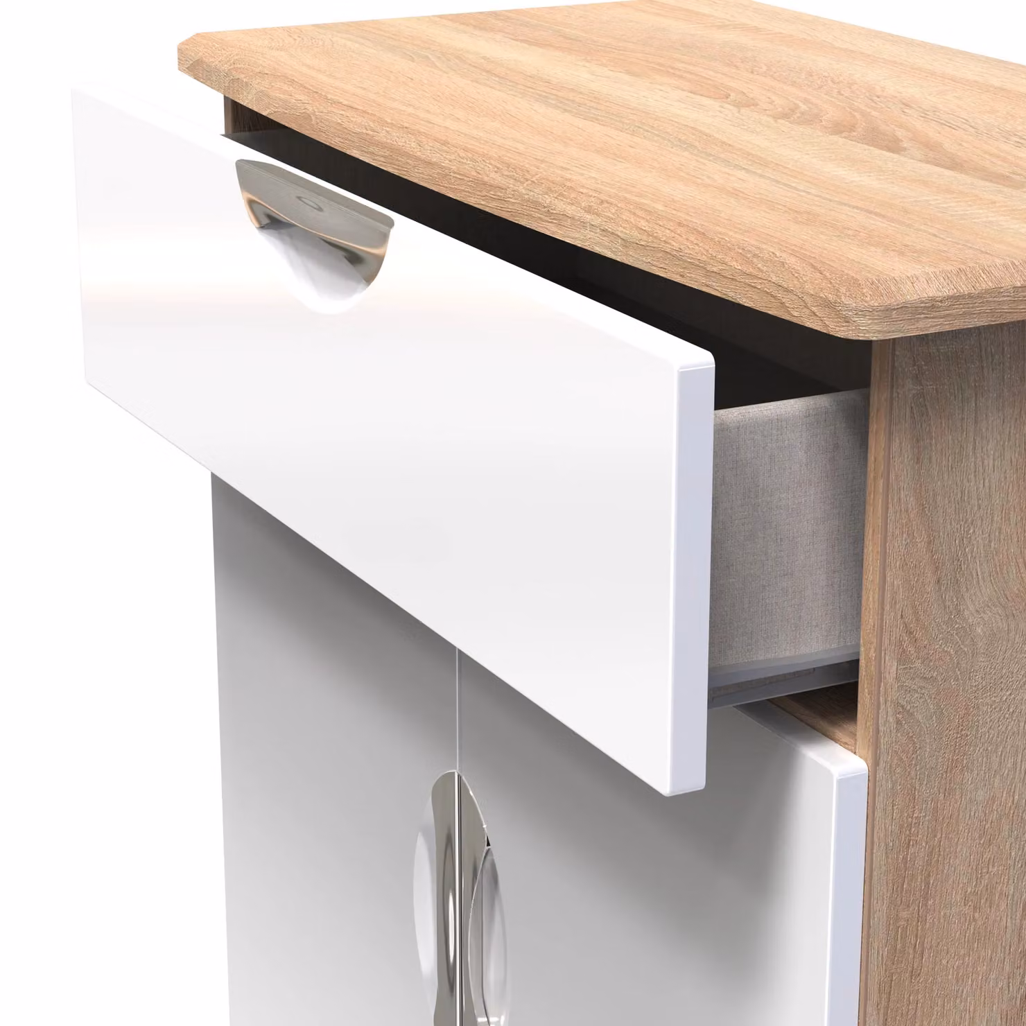 2 U Holborn Ready Assembled 1 Drawer 2 Door Sideboard in White Glossy Finish – 2