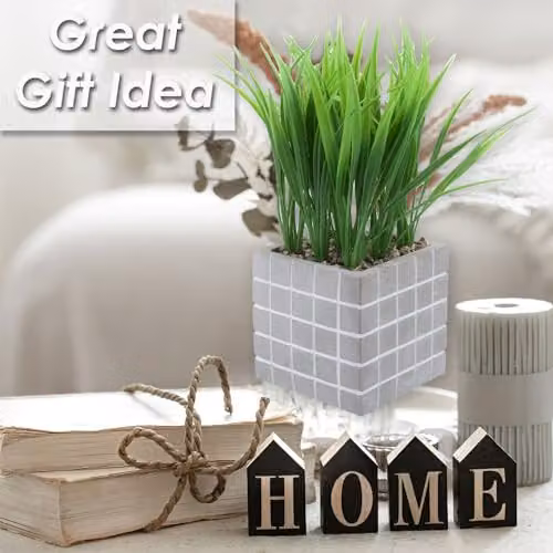 VFM e-Store Modern Grey Concrete Artificial Grass Plant Pot, H 22 x W 11 cm – 4