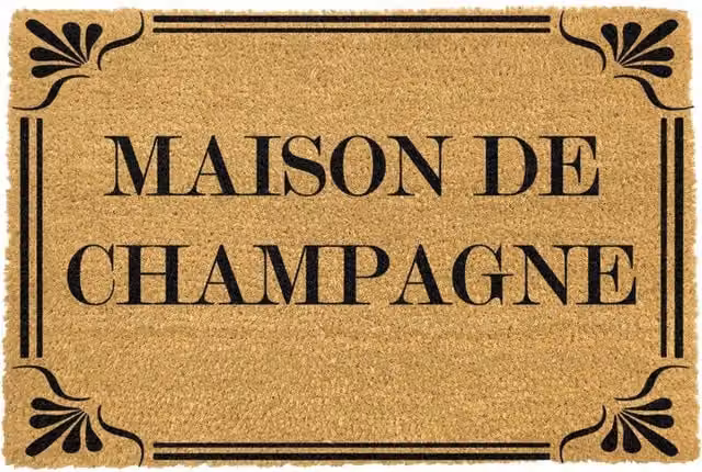Artsy Maison De Champagne Extra Large Coir Doormat, Brown, W/D/H: 90 x 60 x 1 cm