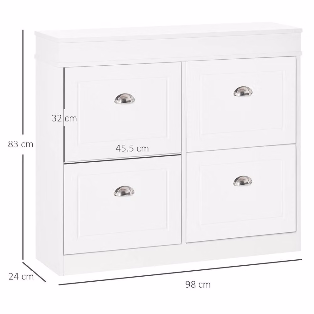 STILVORA Modern White Shoe Cabinet with 4 Internal Drawers and Adjustable Shelves – 2
