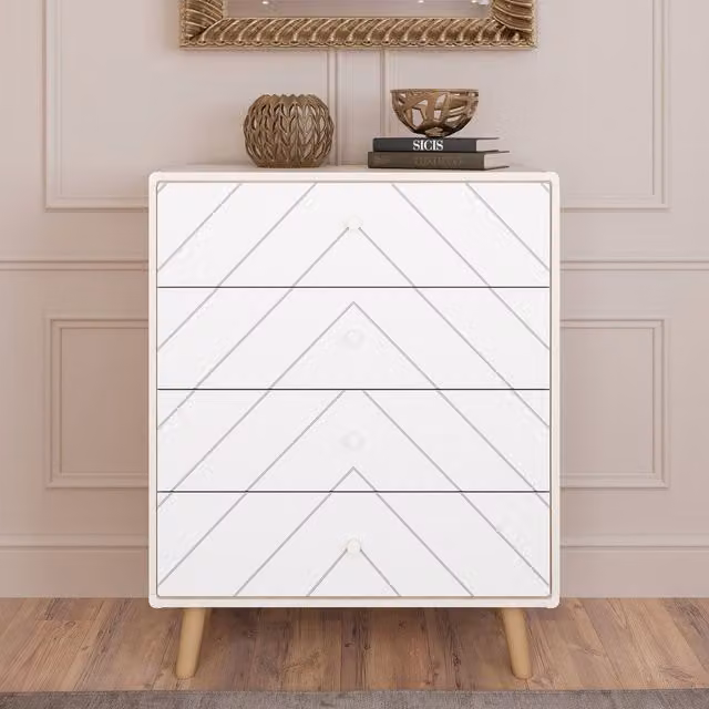 Seconique Dixie 4 Drawer Chest in Grey and White