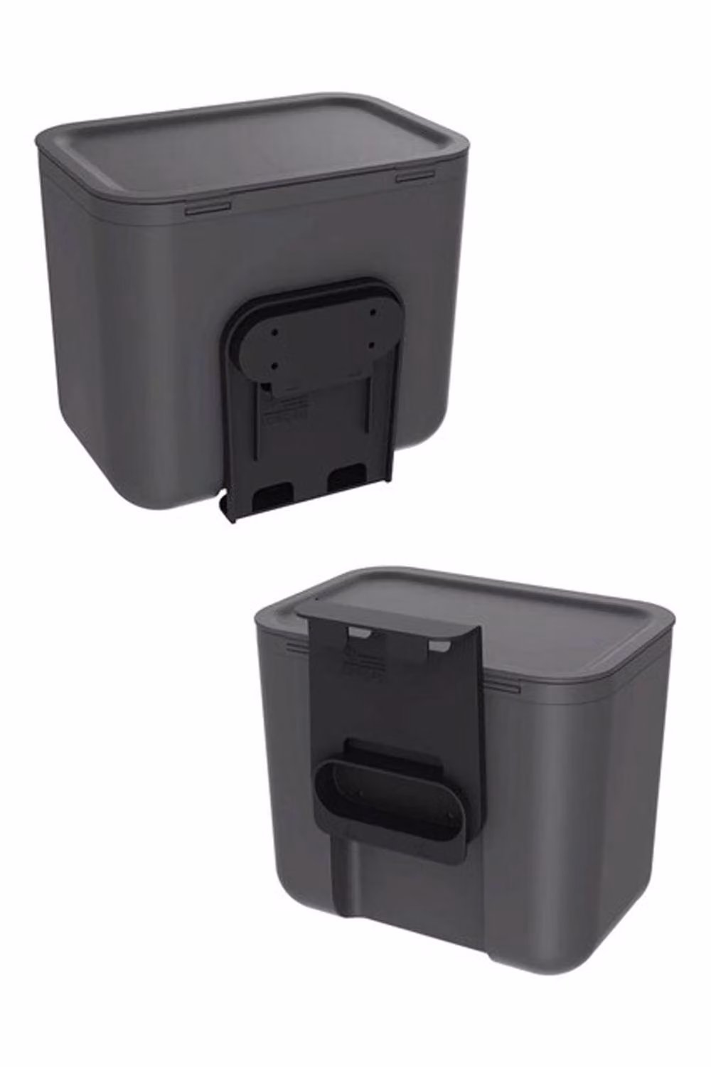 ReBorn SquishBin 20 Litre Wall Mounted Plastic Bin with Integrated Handle and Flip Lid in Dark Grey – 3