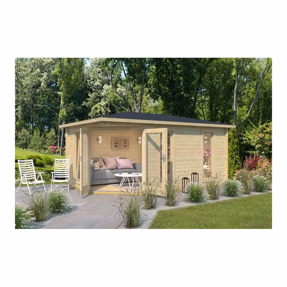 Lasita Maja Ltd Edinburgh 2-Log Cabin Home Office in Beige, W: 322.3 cm, D: 490.3 cm, H: 246.24 cm – 3