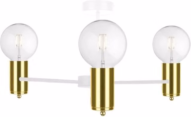 Netlighting Arde Multi Arm Semi Flush Ceiling Light in White and Gold, 60cm, 3x E27