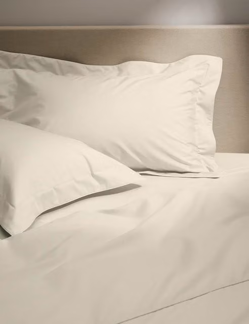 M&S 2 Pack Egyptian Cotton 230 Thread Count Percale Oxford Pillowcases in Beige