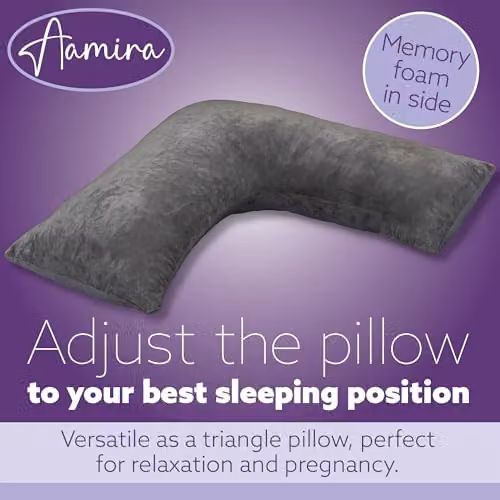Aamira Grey Memory Foam Wedge Pillow with Adjustable Height and Removable Velvet Cover – 5