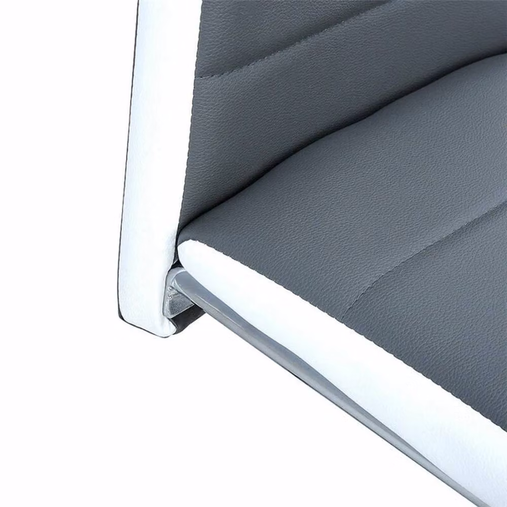Kelvenix 2 Modern High Back Faux Leather Dining Chairs in Grey with Cantilever Base – 3
