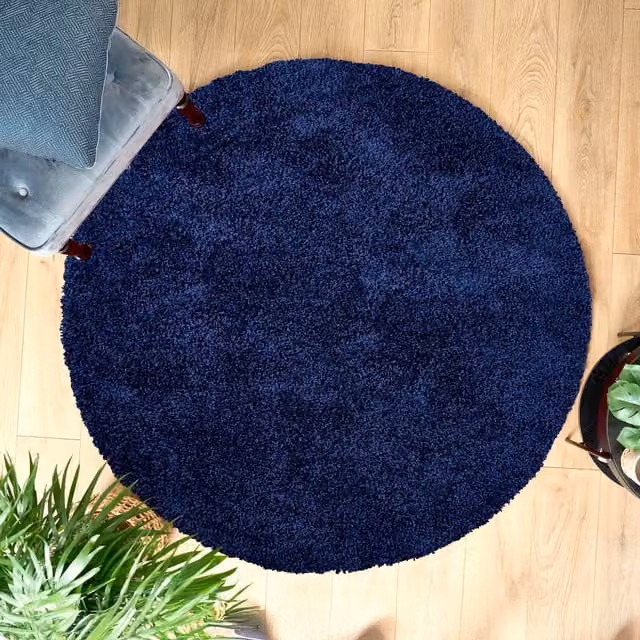 Bravich California Shaggy Round Rug in Blue, 150 cm