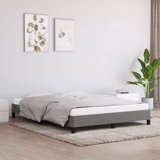 Berkfield Home Upholstered Fabric Double Bed Frame, Grey, W: 135 cm, L: 190 cm
