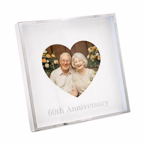 Happy Homewares Modern Heart Photo Frame in Silver and Black Metal for 4x4 Pictures – 1