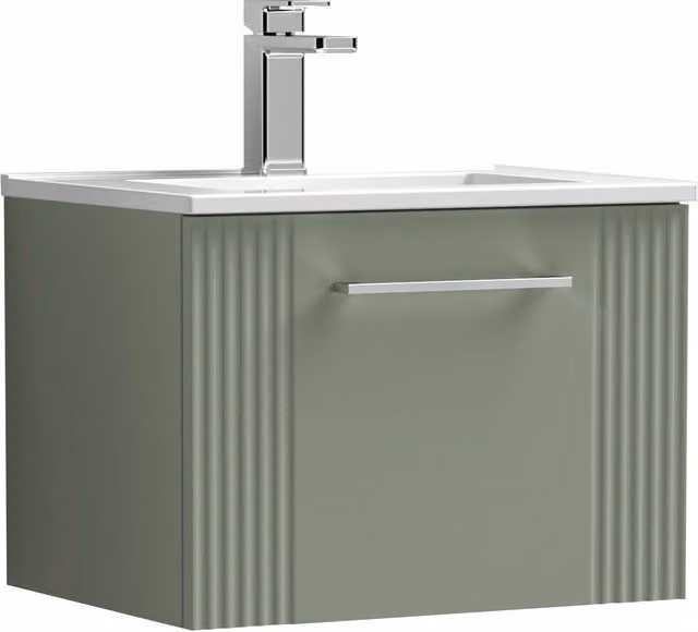 Balterley Wall Hung 1 Drawer Minimalist Vanity Unit with Basin, Satin Green