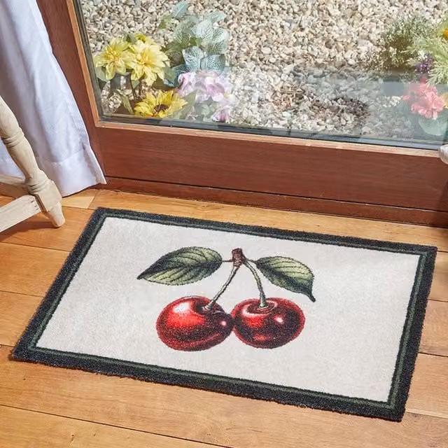 Ritzy Rugs Marco Paul Rectangular Home Entrance Door Mat in Red, Green and White with Rubber Edge