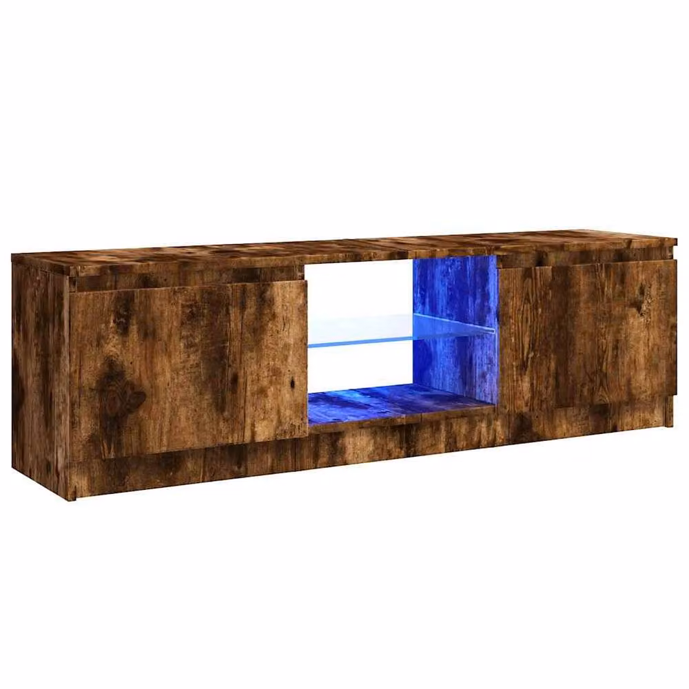 Berkfield Home Modern TV Cabinet with LED Lights in Smoked Oak Brown, W: 120 cm, D: 30 cm, H: 35.5 cm – 2
