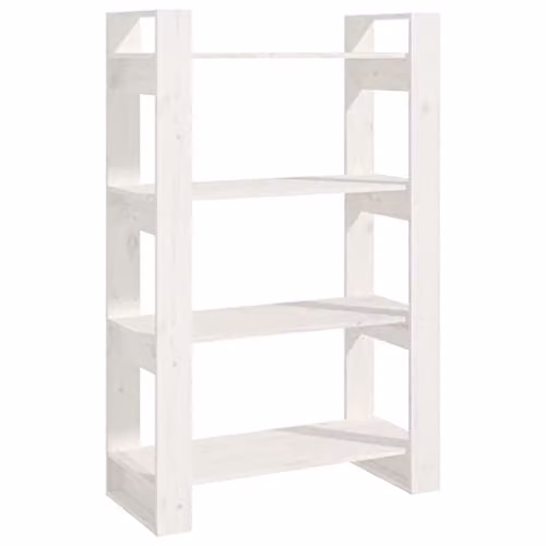 vidaXL White Solid Wood Pine Book Cabinet and Room Divider, W: 80 cm, D: 35 cm, H: 125 cm – 1