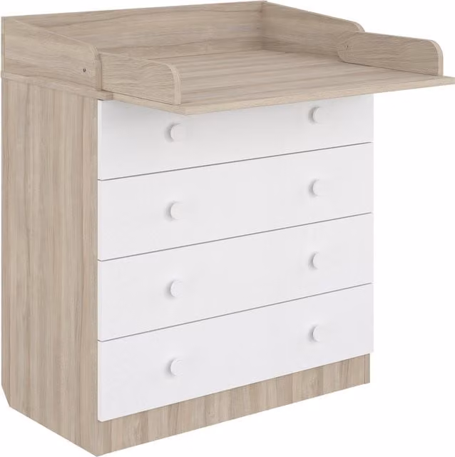 Shefa Kids Baby Changing Dresser in White and Brown