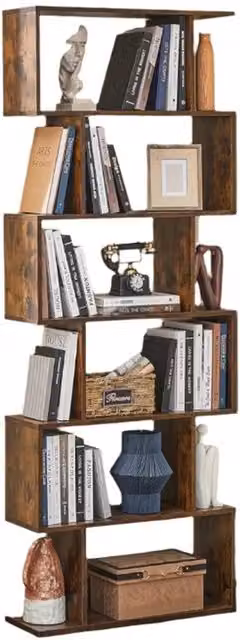 Modcraft 6-Tier Modern Style Brown Wood Bookcase Storage Unit