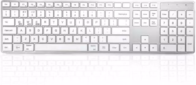 Accuratus 301 Mac Wireless Bluetooth and RF Membrane Keyboard, White/Silver, QWERTY UK