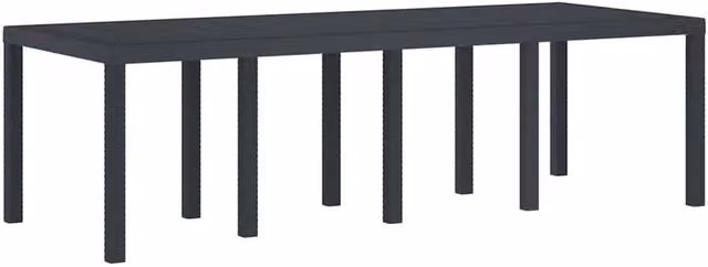 Berkfield Home Garden Table in Anthracite Grey Poly Rattan, W/D/H: 250 x 100 x 73 cm
