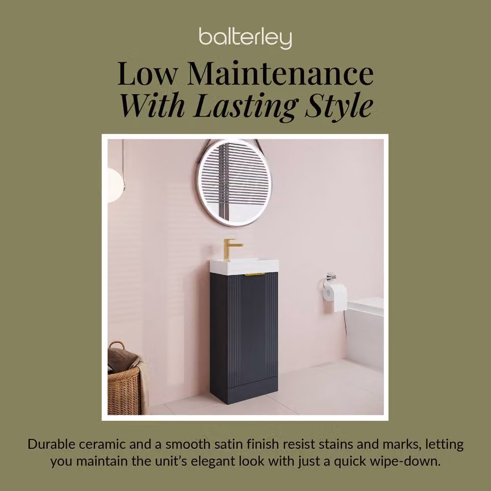 Balterley Grey Floor Standing Bathroom Vanity Unit with Black Handle and Soft Close Doors, Width: 40 cm – 5