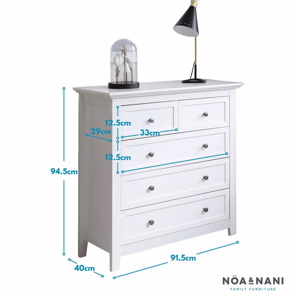 Nöa and Nani Karlstad 2+3 Drawer Chest of Drawers in White – 4