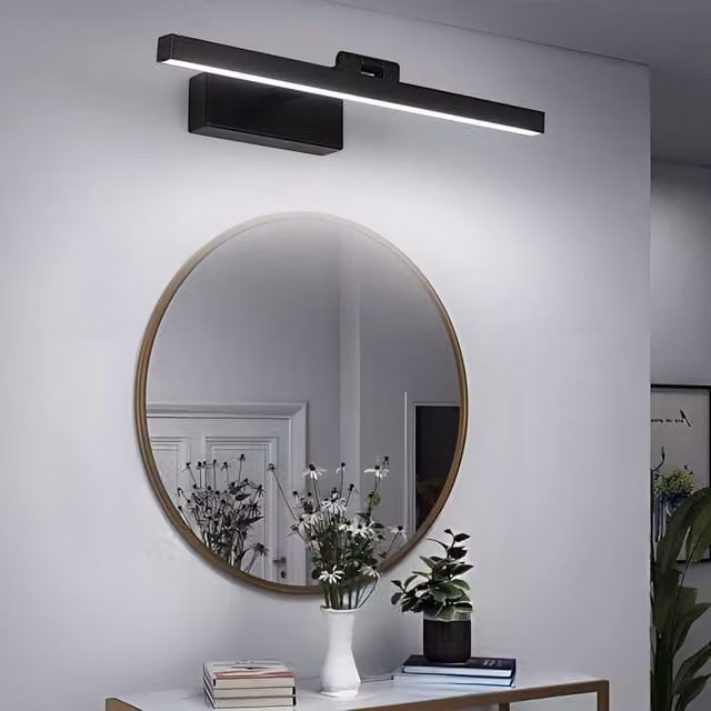 Goeco Black LED Bathroom Mirror Light, 9W, 6500K Cool White, IP40, W: 40 cm