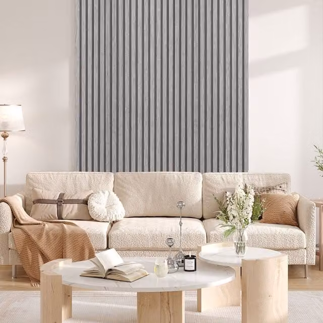 Livingandhome Realistic 3D Wood-Effect PVC Wallpaper in Grey