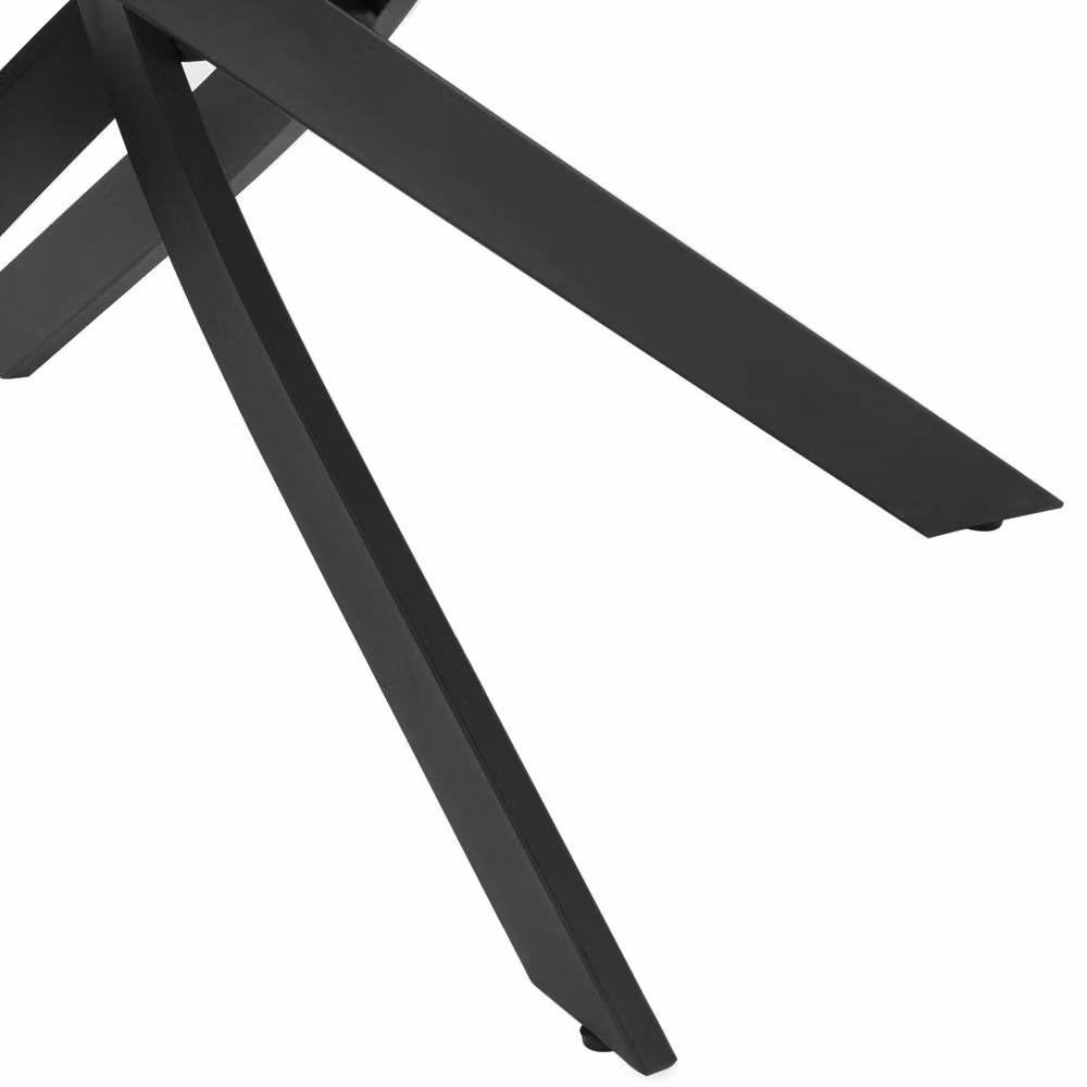 Home Detail Leon Round Glass Dining Table with Black Legs, Diameter: 100 cm – 4