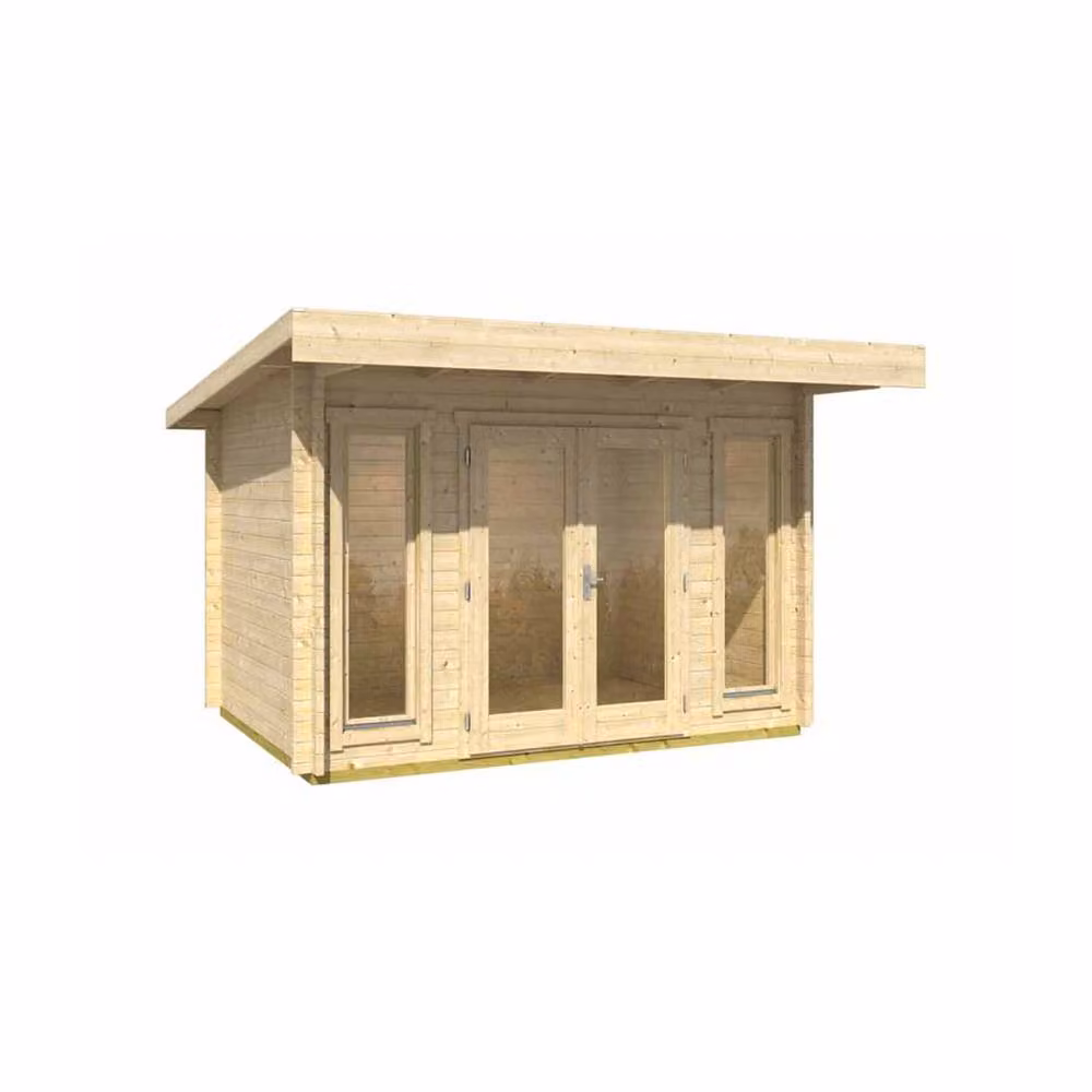 Lasita Maja Ltd Barbados Mini Log Cabin Home Office in Natural Wood, W: 350 cm, D: 390 cm, H: 233.7 cm – 2