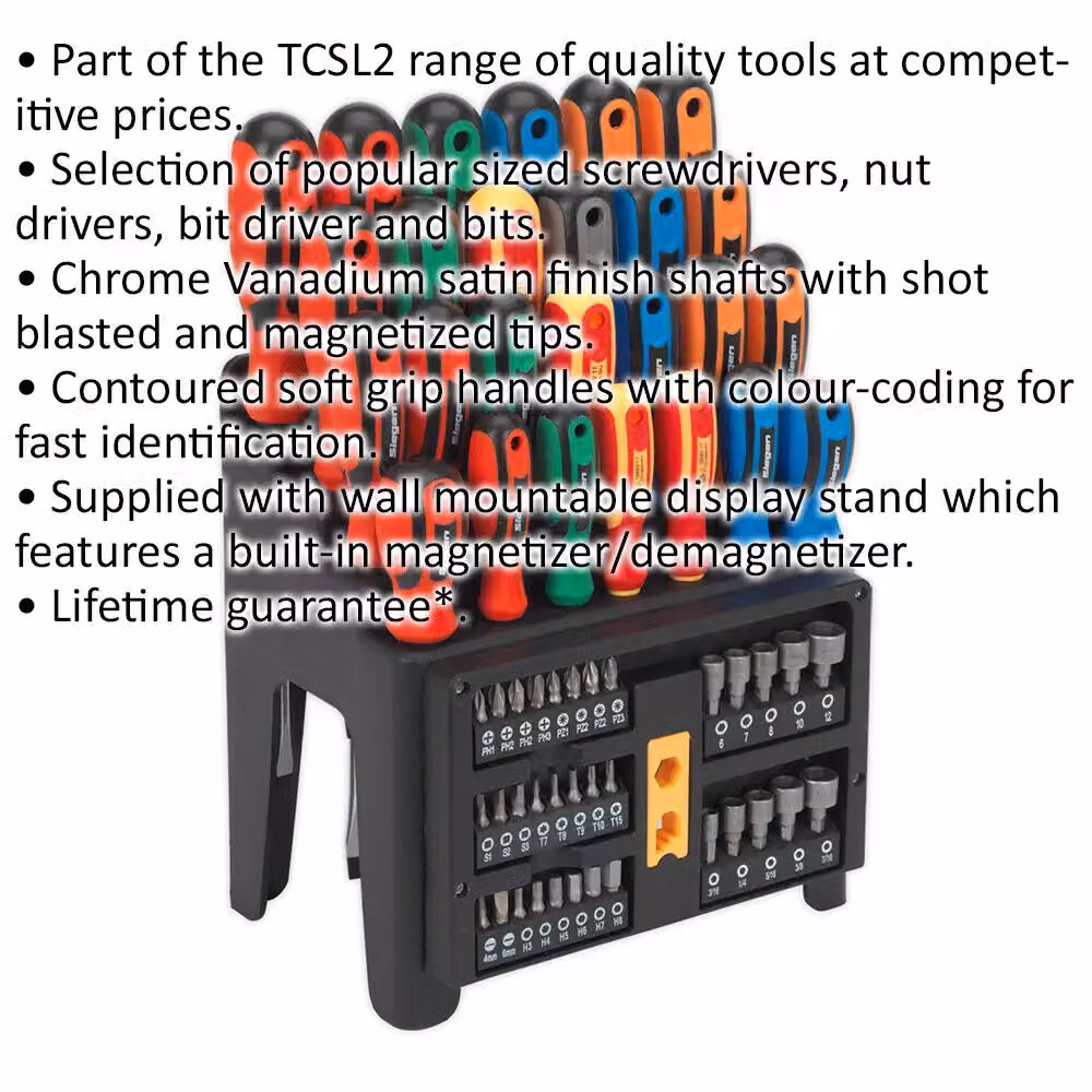 Loops 61 Piece Multicolour Large Screwdriver, Nut Driver and Bit Set with Storage Stand – 2