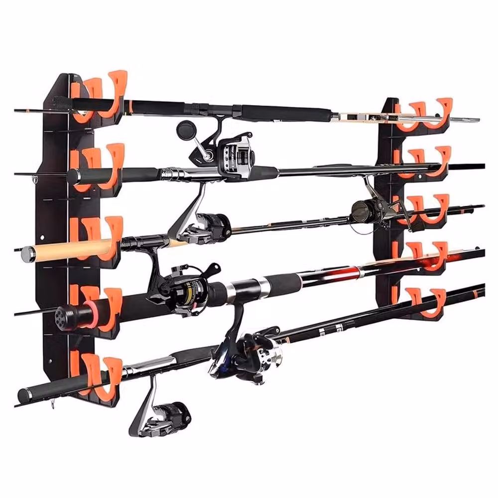 SPETLEK Wall Mounted Fishing Rod Holder in Black, W: 100 cm – 2