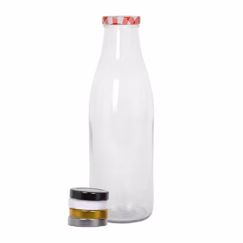 Argon Tableware Transparent Glass Water Bottle with Metal Lid, 456ml – 1