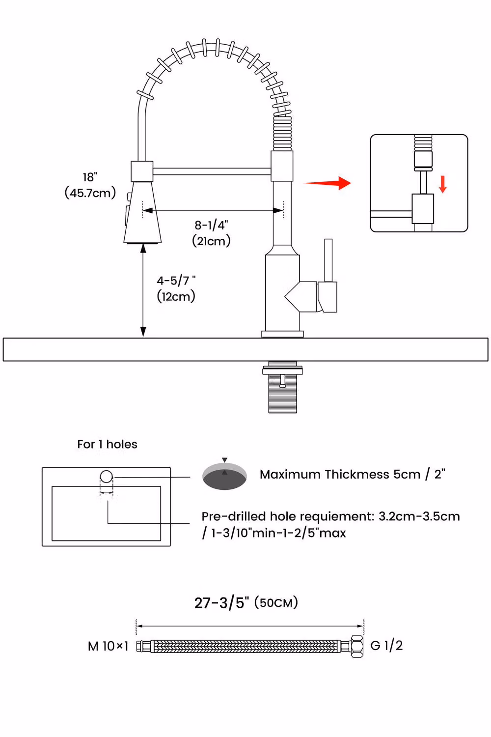 JANLEMNY Matte Black Kitchen Mixer Tap with 360 Degree Swivel Spout and Spray Function – 3