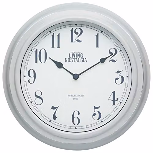 KitchenCraft Living Nostalgia Analogue Silent Quartz Wall Clock, Diameter: 25.5 cm, Grey – 1