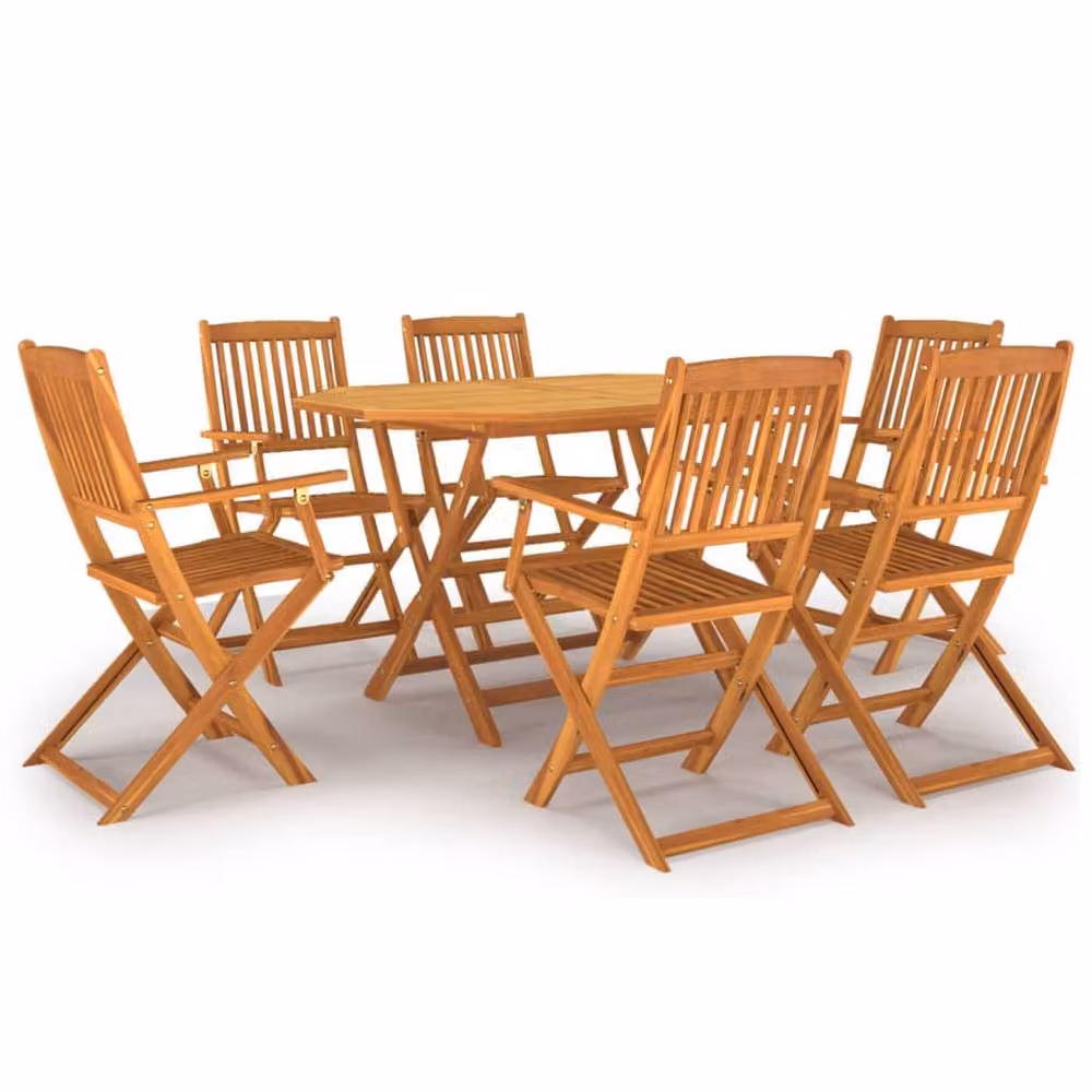 Berkfield Home 7 Piece Garden Dining Set in Brown Oiled Solid Acacia Wood – 2