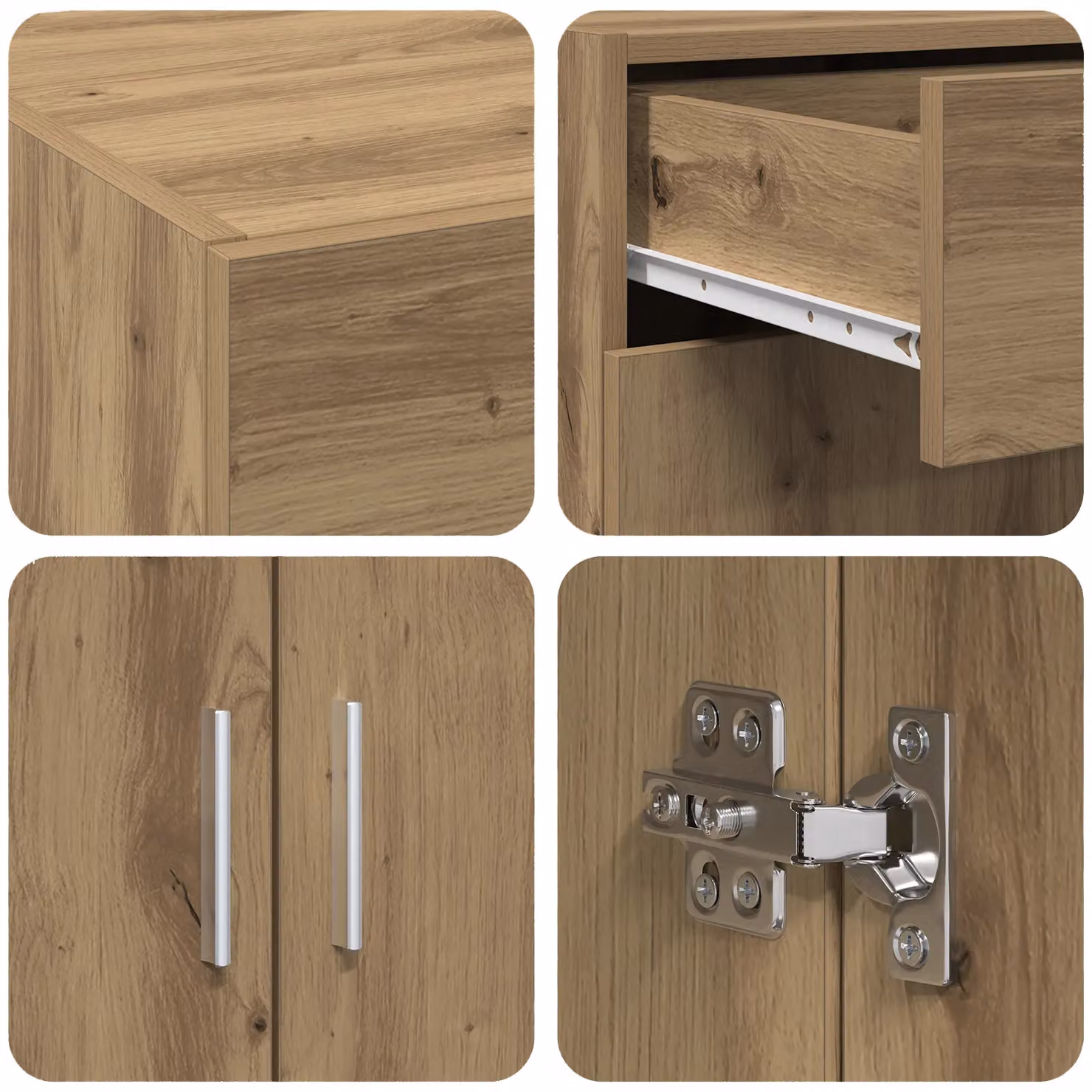 Berkfield Home Artisan Oak Storage Cabinet in Brown, W: 80 cm, D: 42.5 cm, H: 93.5 cm – 4