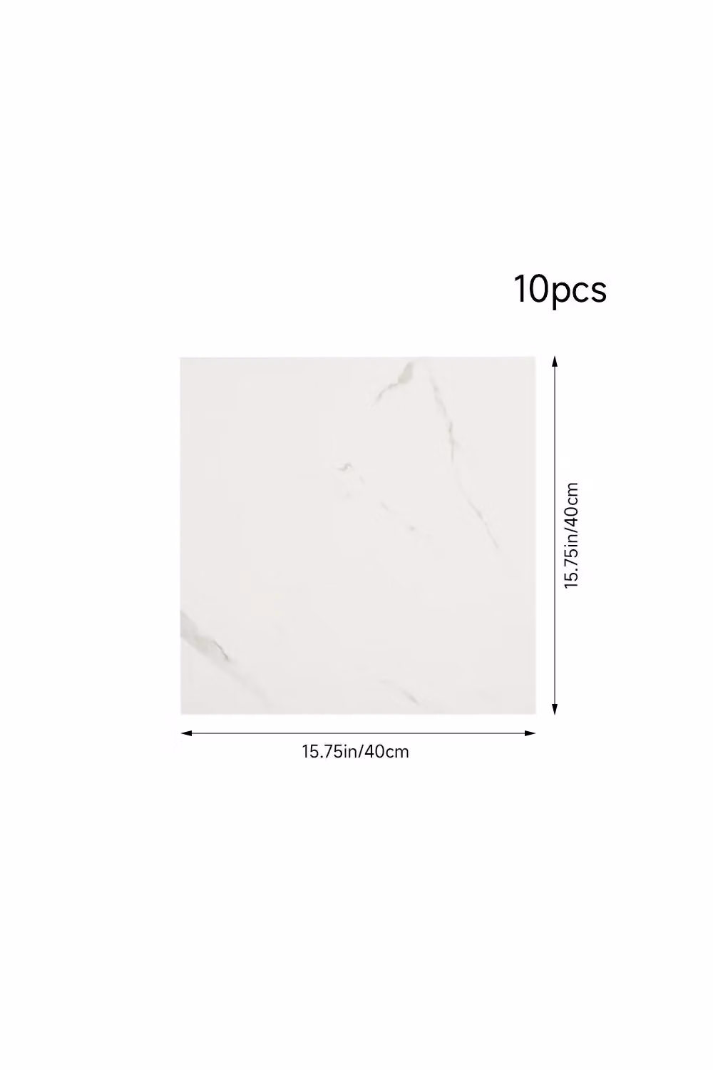 Living and Home 10pcs White Marble PVC Peel and Stick Wall Stickers, W/D/H: 40 x 40 x 40 cm – 2