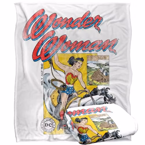 LOGOVISION Justice League Wonder Woman Super Soft Silky Touch Fleece Throw Blanket, Multicolour, W: 127 cm x D: 152.4 cm