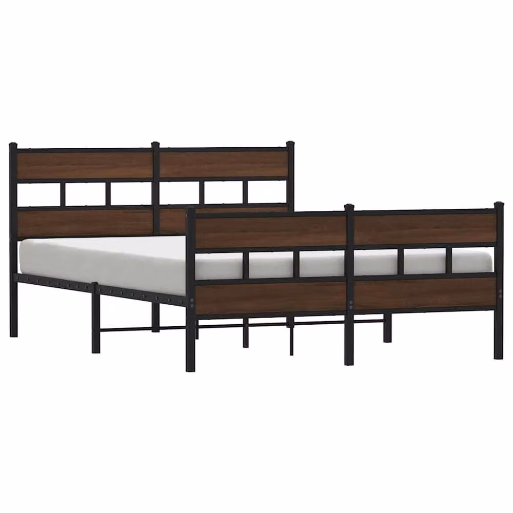 Berkfield Home Metal Bed Frame in Brown Oak, W/D/H: 160 x 200 x 91.5 cm – 3