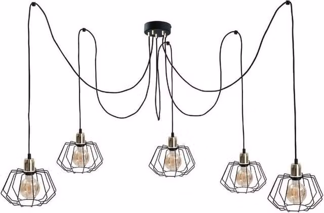 Netlighting Luna Cluster Pendant Ceiling Light in Gold/Brass with 5x E27 Sockets