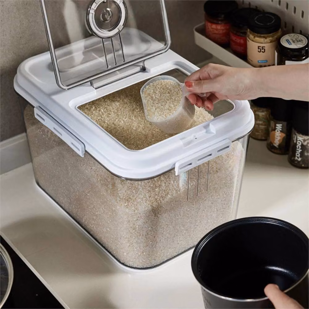 NESTLUNE Airtight Kitchen Storage Container for Rice, Cereal, Flour or Sugar, 5 kg, Transparent – 4