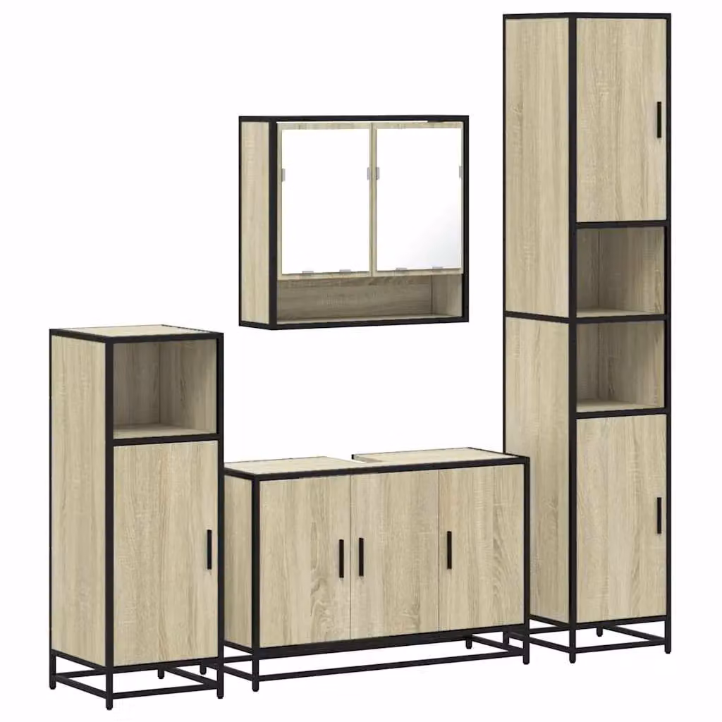 Berkfield Home 4-Piece Industrial Bathroom Furniture Set in Sonoma Oak Brown – 2