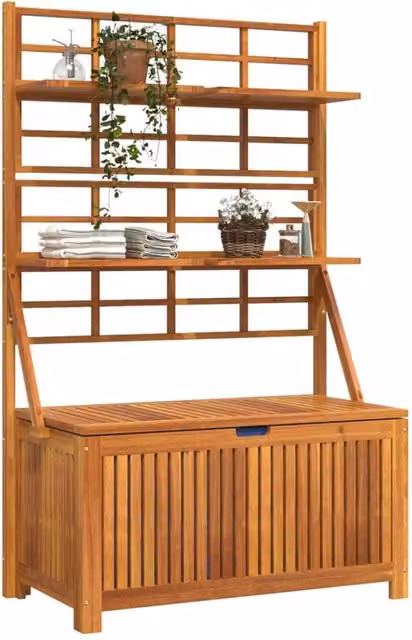 Berkfield Home Acacia Wood Garden Storage Box with Trellis in Brown, W/D/H: 99 x 50 x 160 cm