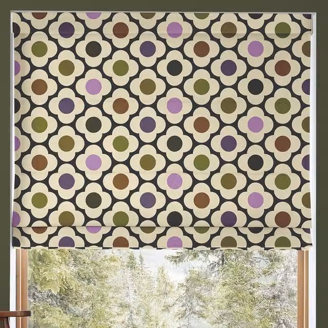 Orla Kiely Spot Flower Made To Measure Blackout Roman Blind in Multi Mauve