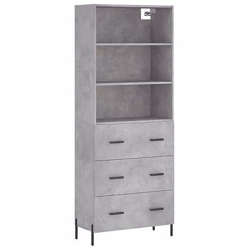vidaXL Industrial Highboard in Concrete Grey with Hinged Doors and Internal Shelves, W/D/H: 69.5 x 34 x 180 cm