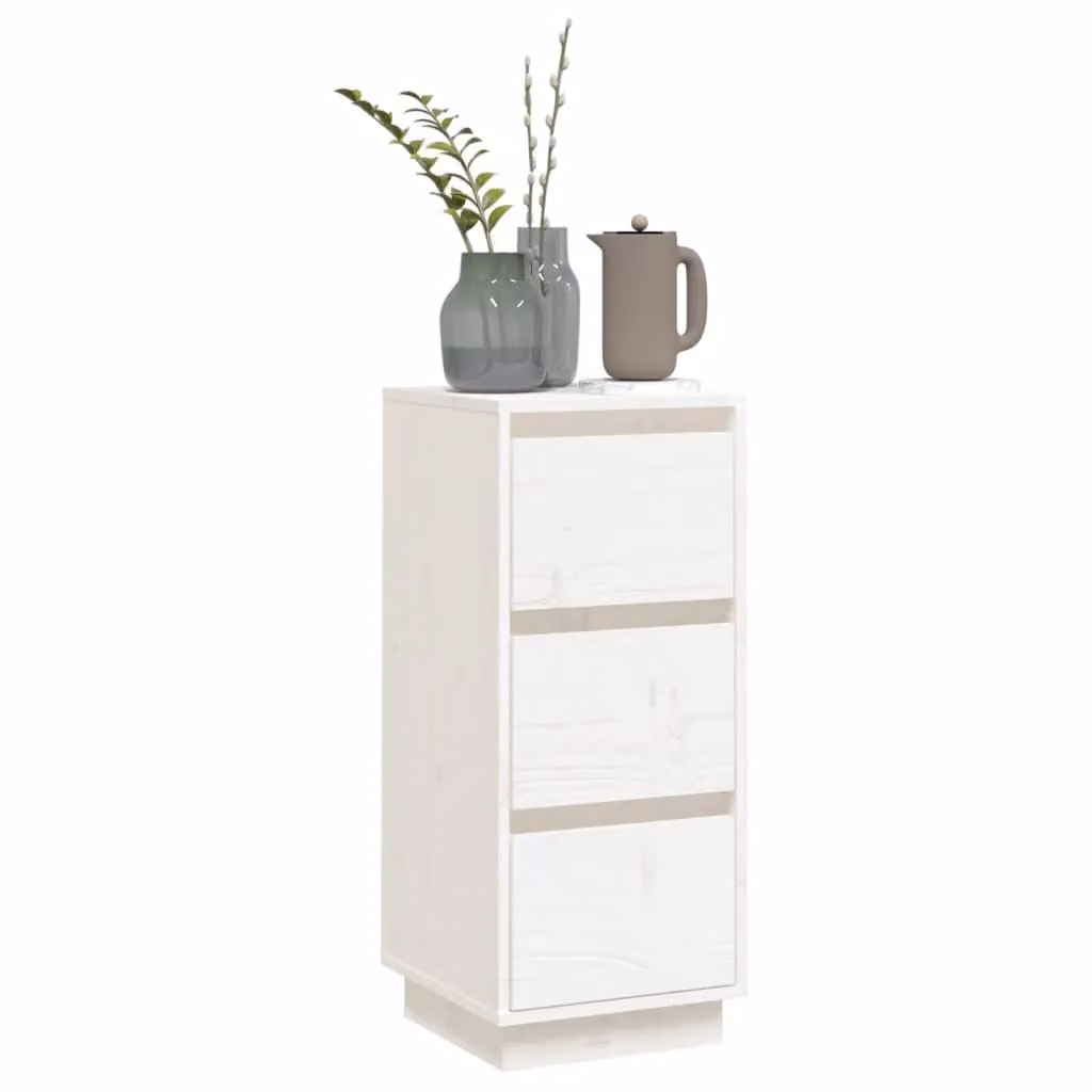 Berkfield Home White Solid Wood Pine Sideboard, W/D/H: 32 x 34 x 75 cm – 2